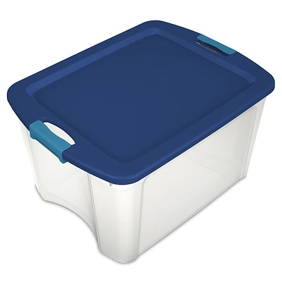 Sterilite 14469606 Latch & Carry Tote, Clear Base, 18 Gallon