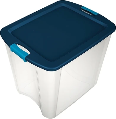 Sterilite 14489604 Latch & Carry Tote, 26-Gallon, Clear Base