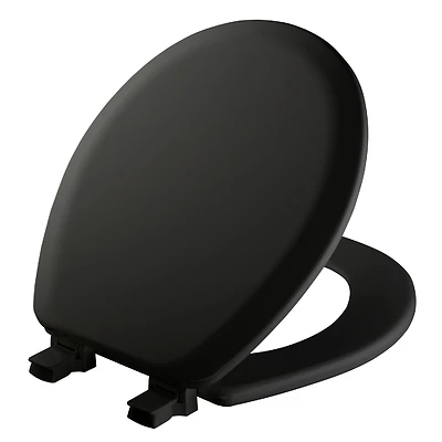 Mayfair 41EC 047 Round Molded Wood Toilet Seat, Black, Easy-Clean & Change Hinge