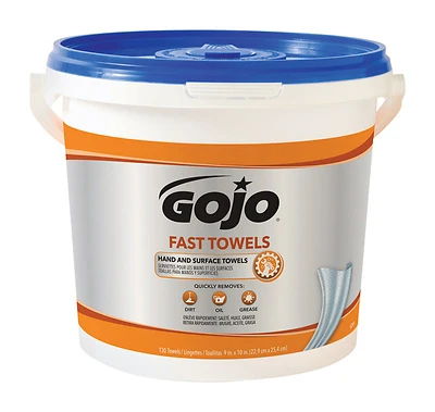 Gojo 6298-04 Fast Wipes Hand Cleaning Towels, 130-Ct.