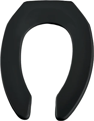 Elongated Commercial Plastic Open Front Toilet Seat, STA-TITE® Hinge, Black