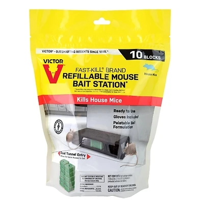 Victor M922 Fast-Kill Mouse Bait Station, 2-Opening, 10-Count
