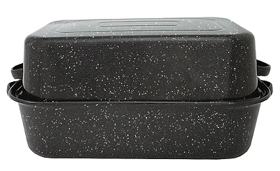 Columbian 34771 Granite Ware Roaster With Cover, Black, 21-1/4 In.