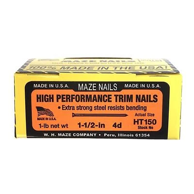 Hardwood Trim Nails, Slim Diameter, Carbon Steel Wire, 1-1/2 In., 1 Lb.