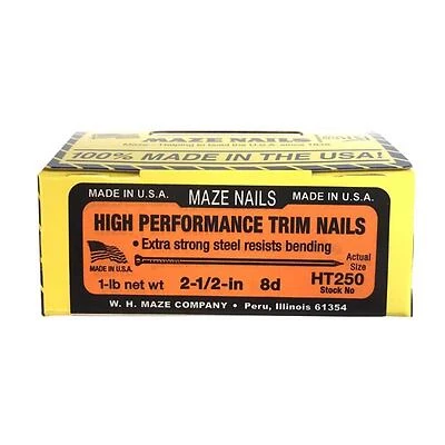Hardwood Trim Nails, Slim Diameter, Carbon Steel Wire, 2-1/2 In., 1 Lb.