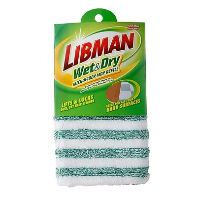 Libman 119 Wet & Dry Mop Refill, Microfiber, 6.5 x 18.5 In.