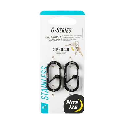 Nite Ize GS1-01-2R6 G-Series Dual Chamber Carabiner #1, Black, 2-Pk.