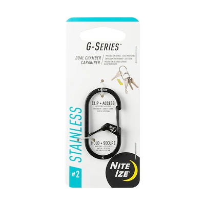 Nite Ize GS2-01-R6 G-Series Dual Chamber Carabiner #2, Black, 2 In.