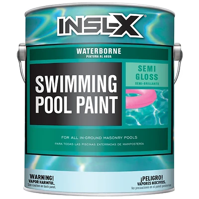 Insl-x WR1010092-01 Swimming Pool Paint, Waterborne Semi-Gloss, White, 1 Gal