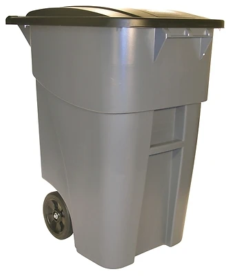 Commercial Brute 50 Gallon Gray Plastic Wheeled Refuse Can With Lid