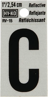 Hy-Ko RV-15/C House Address Letter C, Reflective Vinyl, 1-In., Black