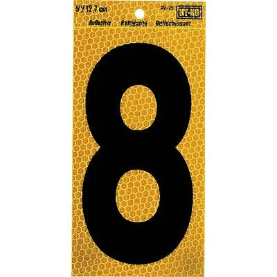 Hy-Ko RV-75/8 Address Number 8, Reflective Yellow & Black Vinyl, 5-In.