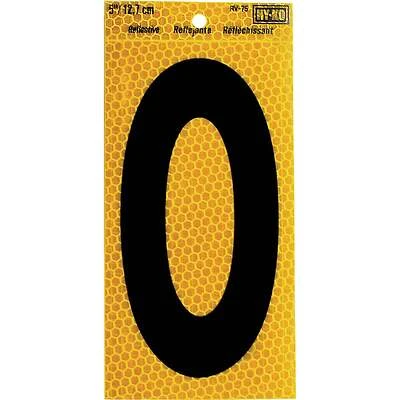 Hy-Ko RV-75/0 Reflective Address Number 0, Yellow & Black, 5 In.