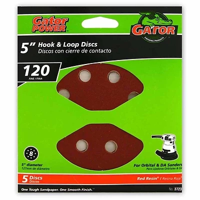 Sanding Discs, Aluminum Oxide, Red Resin, 120-Grit, 5 In., 5-Pk.