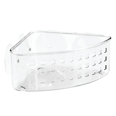 InterDesign 41900CX Corner Shower Basket, Clear Plastic, 9 In. X 3.5 In.