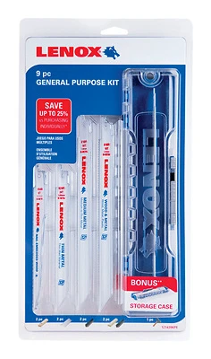 Lenox 121439KPE Reciprocating Saw Blade Kit, 9-Piece, Bi-Metal
