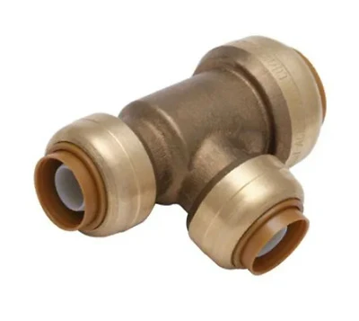 Push-Fit Reducing Push-Fit Pipe Tee, Lead Free, 3/4 x 1/2 x 1/2 In.