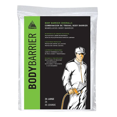 Trimaco 09957 Body Barrier Painter's Coverall, 2XL, Zipper, White