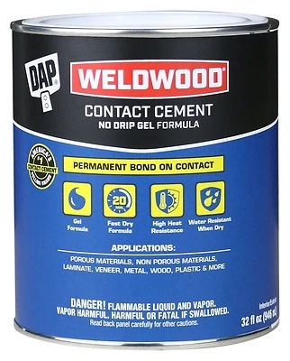 Dap Weldwood 7079825312 Contact Cement Gel, Tan, 1-Qt.