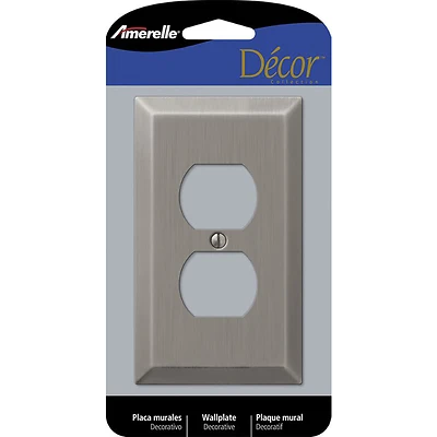 Century Antique Nickel 1-gang Stamped Steel Duplex Outlet Wall Plate, Model 163dan, 1 Pk
