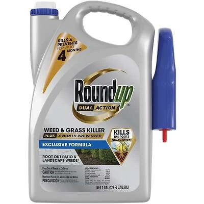 Roundup 5324504 Dual Action Weed & Grass Killer + Preventer, 1 Gal RTU Trigger
