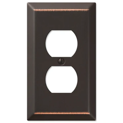 Amerelle 163DDB Century 1-Gang Duplex Outlet Wall Plate, Aged Bronze Steel