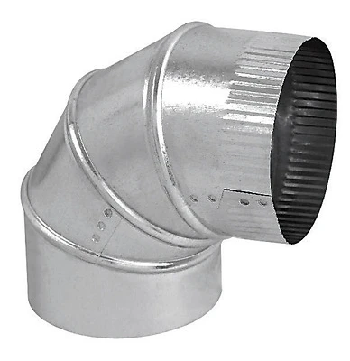 HVAC Duct Pipe Galvanized Adjustable Elbow, 90 Degree, 24 Gauge, 5 In.