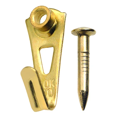 Ook 50035 Concrete Picture Hangers, 30-Lb. Load, Brass-Plated, 3-Pk.