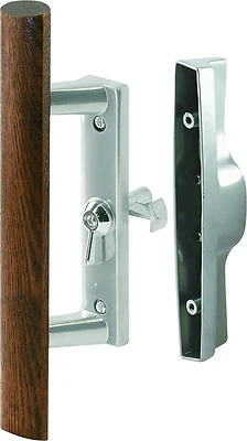Prime-Line C 1018 Sliding Patio Door Handle Set, Wood, Gray Diecast, 3-15/16 In.