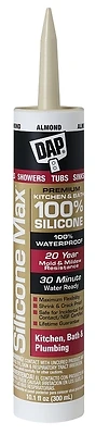 Silicone Max Premium 100% Premium Kitchen and Bath Silicone Sealant, Almond, 10.1-oz.