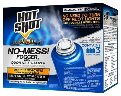 Hot Shot HG-20177 No-Mess! Fogger With Odor Neutralizer, 1.2-oz, 3-Pk