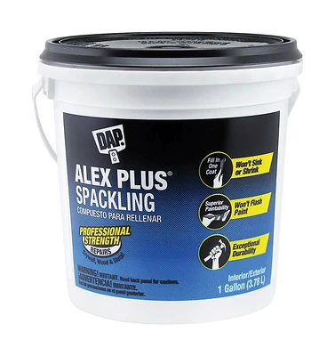 Dap Alex Plus 7079818747 Spackling Paste, White, 1-Gallon Tub