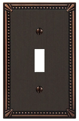 Imperial Bead Aged Bronze 1-gang Die-cast Metal Toggle Wall Plate, Model 74tdb