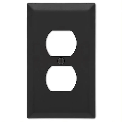 3003176 Century Matte Black 2-Gang Stamped Steel Duplex Wall Plate