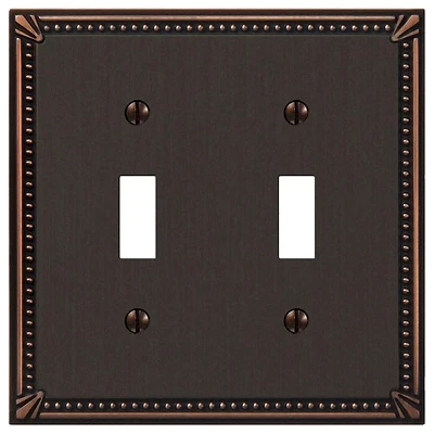 Imperial Bead Aged Bronze 2-gang Die-cast Metal Toggle Wall Plate, 1 Pk