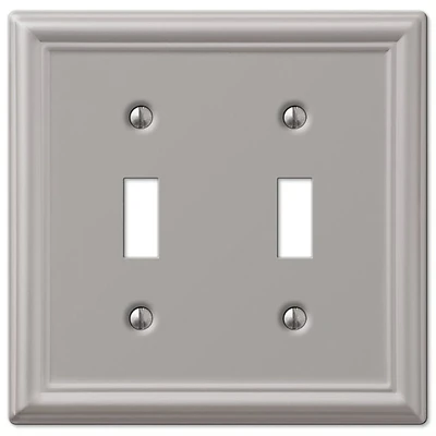 Amerelle Chelsea Series 149TTBN Wallplate, 4.9 in L, 4.9 in W, 2-Gang, Steel, Brushed Nickel-Plated