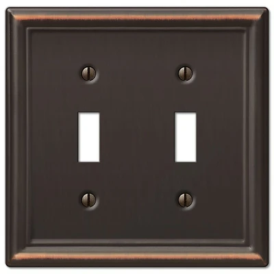 Amerelle Chelsea Series 149TTDB Wallplate, 4.9 in L, 4.9 in W, 2-Gang, Steel, Aged Bronze