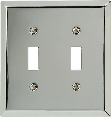 Amerelle 161TT Wallplate, 4-15/16 in L, 4-9/16 in W, 2-Gang, Steel, Polished Chrome