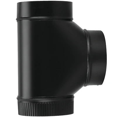 Black Stove Pipe Tee Joint, 24 Gauge, 8 In.