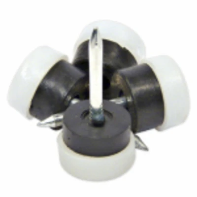 Furniture Glides, Nail-On, Cushioned White Plastic, 3/4-In., 4-Pk.