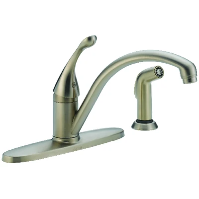 Collins One Handle Stainless Steel Kitchen Faucet With Side Sprayer And Diamond Seal Technology