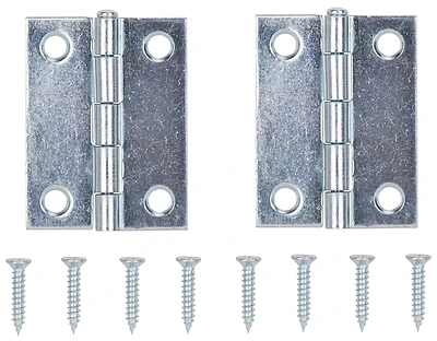Narrow Utility Hinge, 2" X 1-1/2", Steel, Zinc Plated, 4 Hole