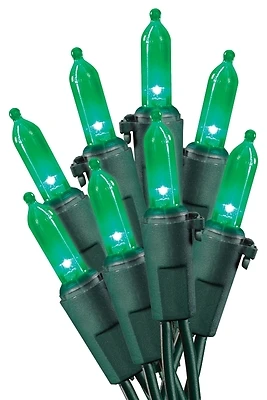 Holidaybasix U10e406f 50l Green Led Mini Light Set, 24 Pk, 120v, 4.8w, 13.58 Ft
