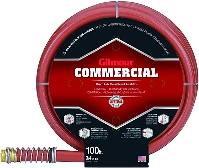 Gilmour 841001-1004 Garden Hose, 3/4 In. x 100 Ft., Rubber/Vinyl, Red