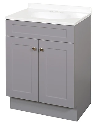 24 In. W X 35 In. H Shaker Vanity With White Cultured Marble Top