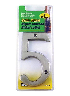 Hy-Ko BR-43SN/5 Prestige House Number 5, Satin Nickel, 4 In.