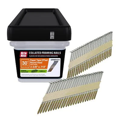 Grip-Rite 30 deg. 11-1/2 Ga. Ring Shank Angled Strip Framing Nails 2-3/8 in. L x 0.11 in. Dia. 1
