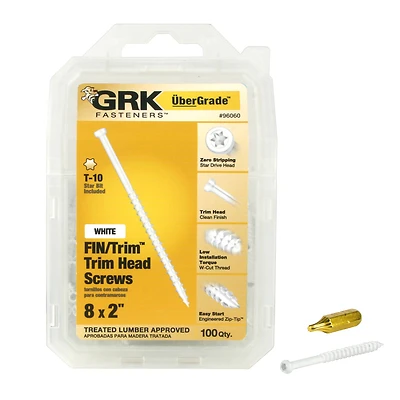 GRK Fasteners 96060 #8 x 2 in. Trim Head Star Drive Screw, 100-Pack
