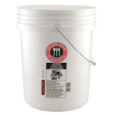 Leaktite 005GFSWH020 White 5 Gal. Food Safe Bucket, HDPE, 0.7 Mil