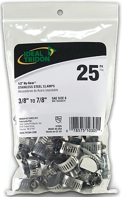 Hy Gear 3/8 In. To 7/8 In. Sae 6 Stainless Steel Hose Clamps (25-piece)